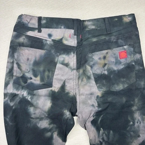 Clot Apparel Tie Dye Cavas Pants Belted Carpenter Men Medium Black Gray Tan